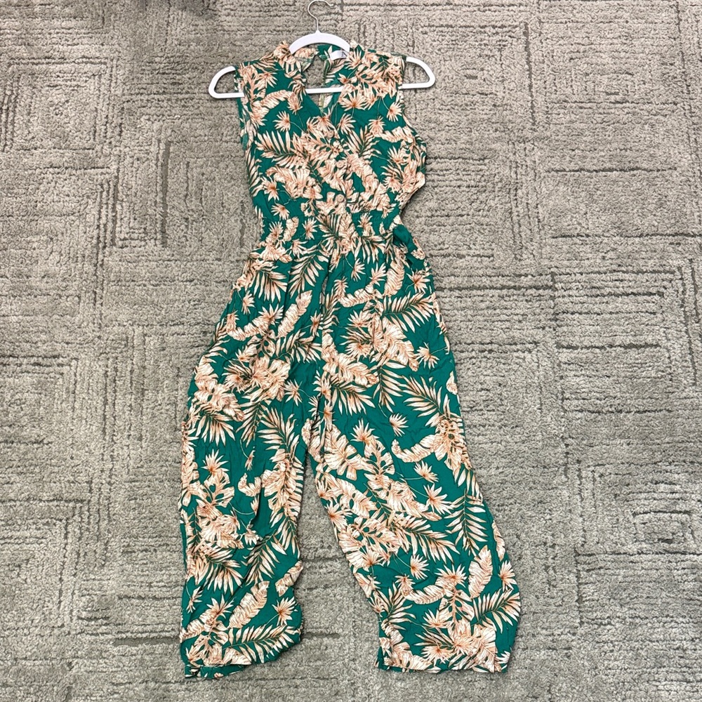 Tropical Leaf Print Jumpsuit